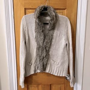 Zara Knit Faux Fur Cardigan Sweater